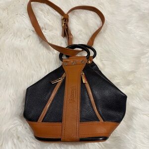 Valentina Italy Two-Tone Leather convertible Backpack bag